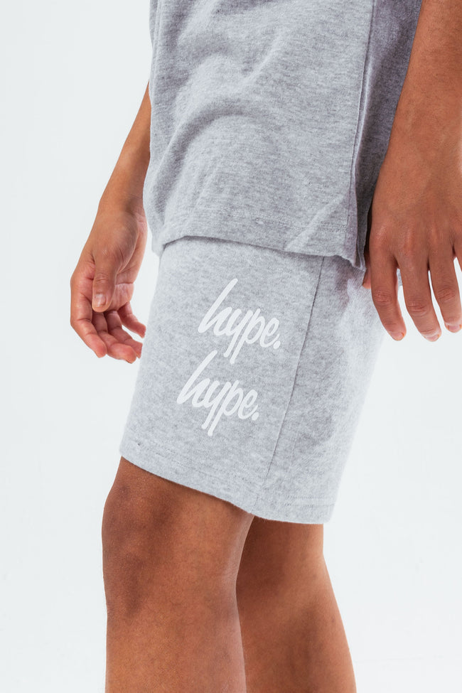 HYPE GREY DOUBLE LOGO SCRIPT BOYS SHORTS