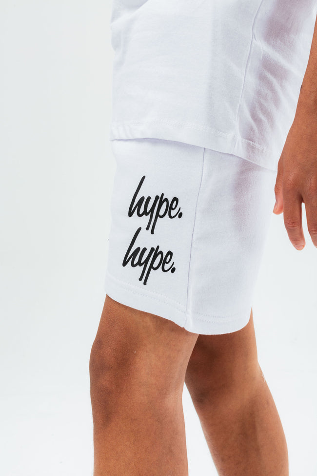 HYPE WHITE DOUBLE LOGO SCRIPT BOYS SHORTS