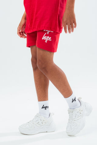 HYPE RED DOUBLE LOGO SCRIPT BOYS SHORTS