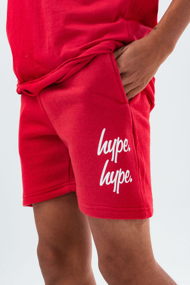 HYPE RED DOUBLE LOGO SCRIPT BOYS SHORTS