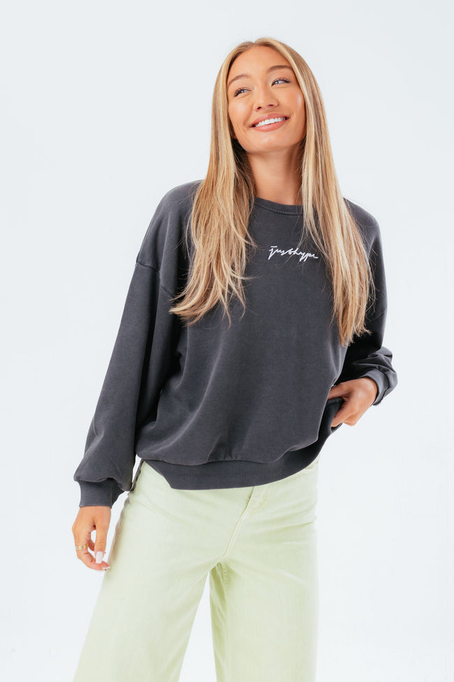 HYPE CHARCOAL OVERSIZED DROP SHOULDER WOMEN'S SWEATSHIRT