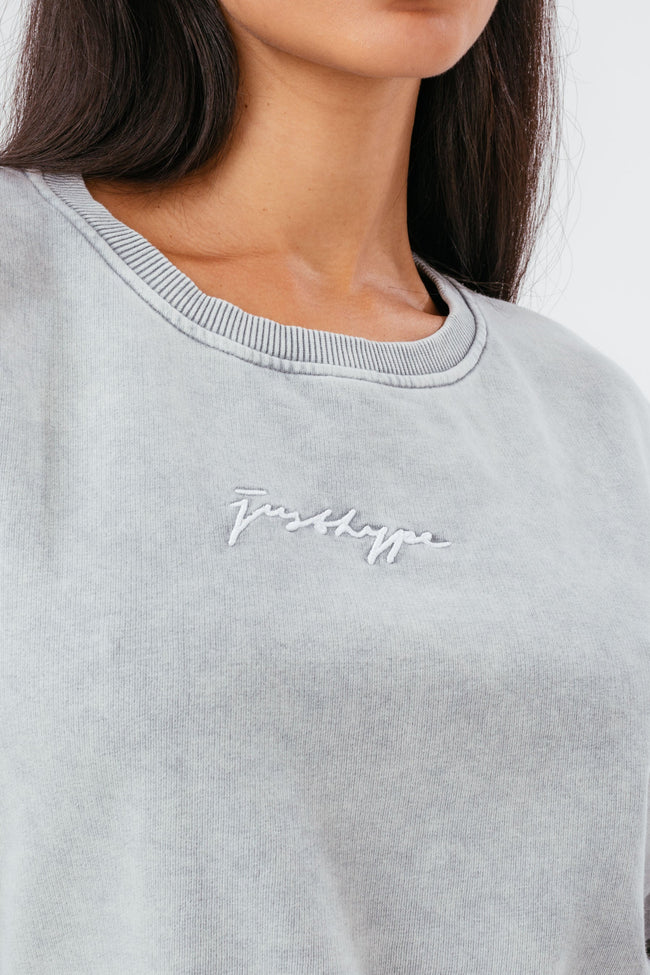 HYPE GREY OVERSIZED DROP SHOULDER WOMEN'S SWEATSHIRT