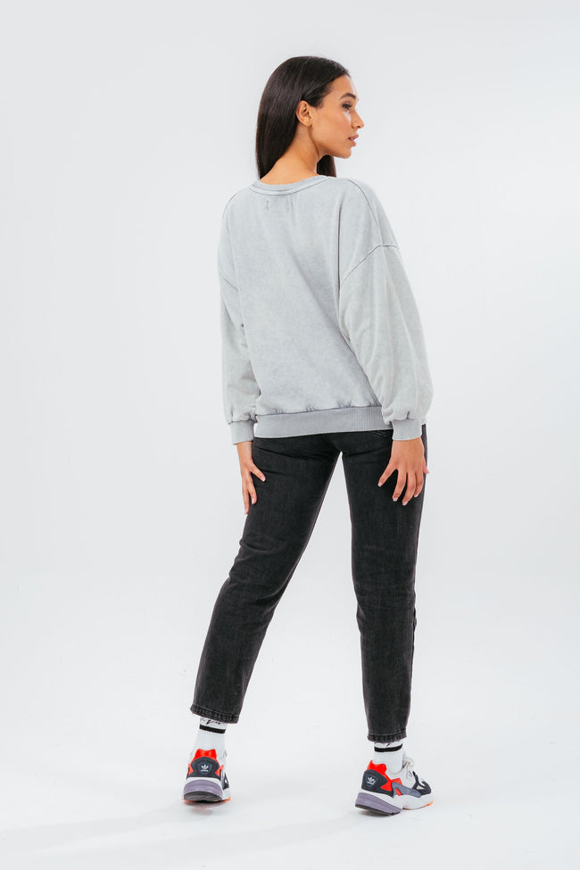 HYPE GREY OVERSIZED DROP SHOULDER WOMEN'S SWEATSHIRT