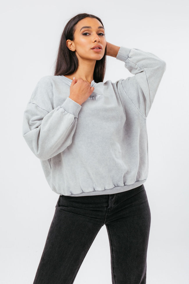 HYPE GREY OVERSIZED DROP SHOULDER WOMEN'S SWEATSHIRT