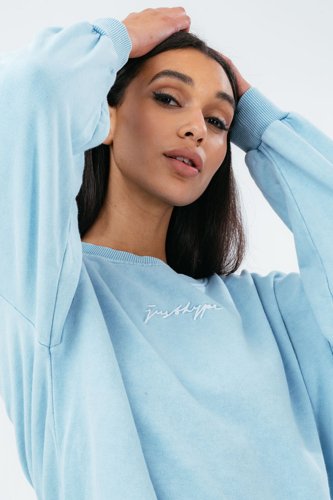 HYPE BLUE OVERSIZED DROP SHOULDER WOMEN'S SWEATSHIRT