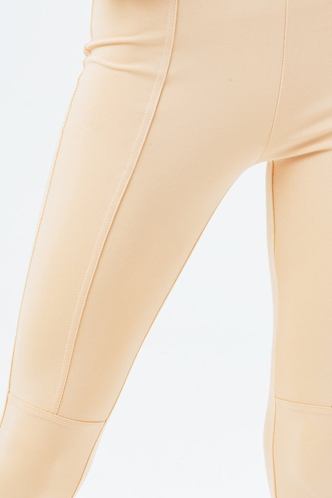 HYPE BEIGE WITH DETAIL SEAMS WOMEN'S FITTED LEGGINGS