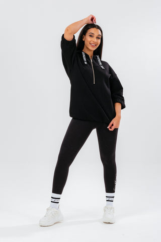 HYPE QUARTER ZIP BLACK WOMEN'S HOODIE