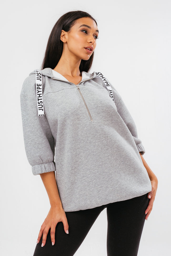 HYPE QUARTER ZIP GREY WOMEN'S HOODIE