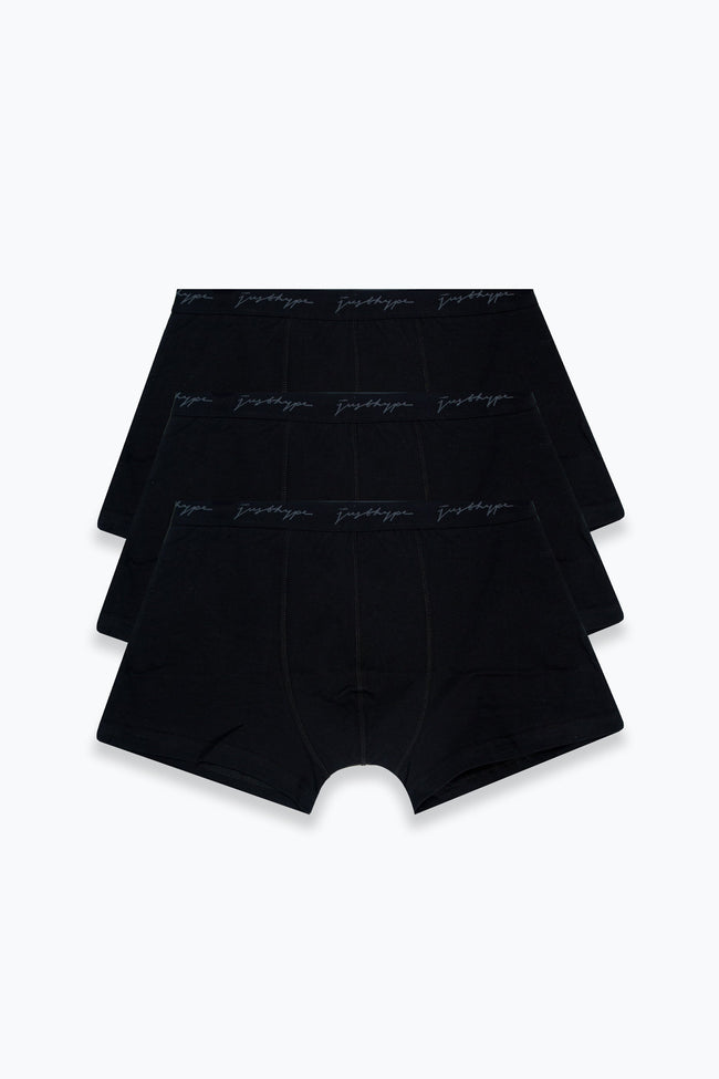 HYPE 3 PACK BLACK MEN'S TRUNK BOXERS