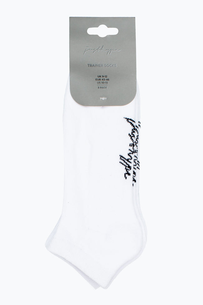 HYPE 3 PACK WHITE MEN'S TRAINER SOCKS