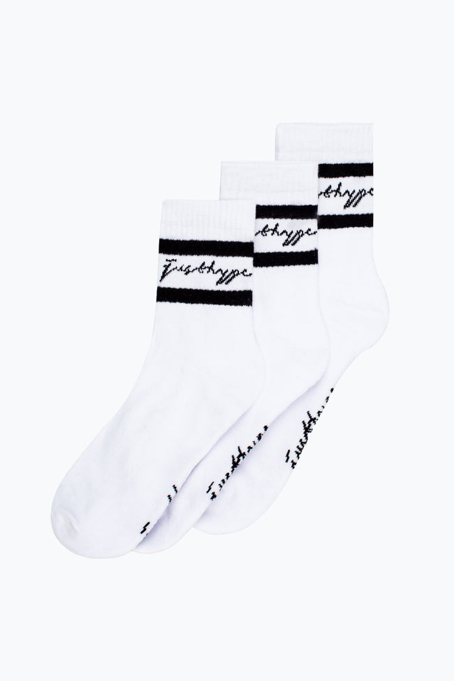 HYPE 3 PACK WHITE MEN'S SPORT SOCKS