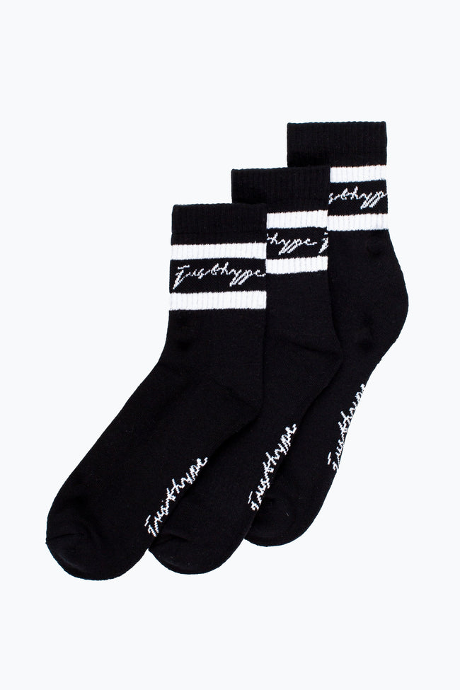 HYPE 3 PACK BLACK MEN'S SPORT SOCKS