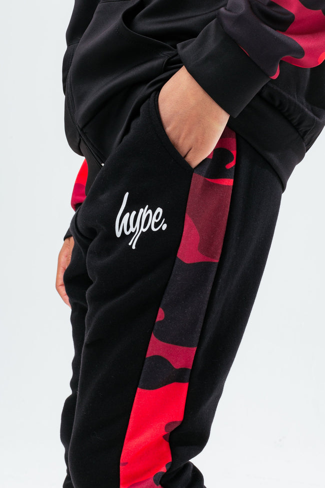 HYPE RED SIDE STRIPE CAMO BOYS JOGGERS