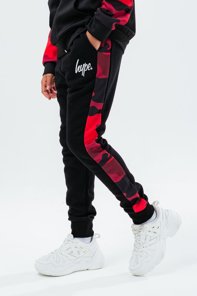 HYPE RED SIDE STRIPE CAMO BOYS JOGGERS