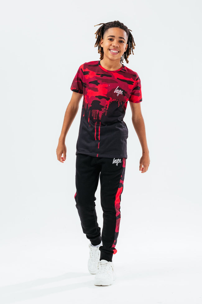 HYPE RED CAMO DRIPS BOYS T-SHIRT