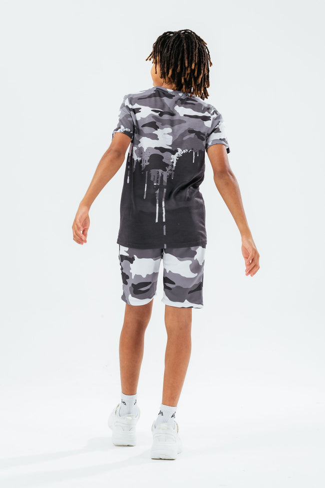 HYPE GREY CAMO DRIPS BOYS T-SHIRT