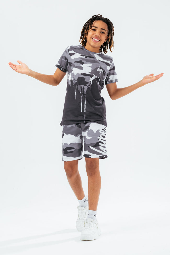 HYPE GREY CAMO DRIPS BOYS T-SHIRT