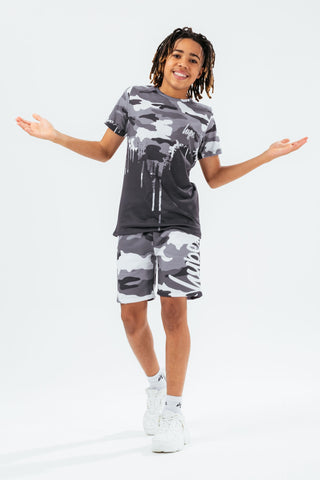 HYPE GREY CAMO DRIPS BOYS T-SHIRT