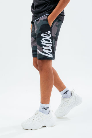 HYPE KHAKI GREEN SIDE SCRIPT BOYS SHORTS