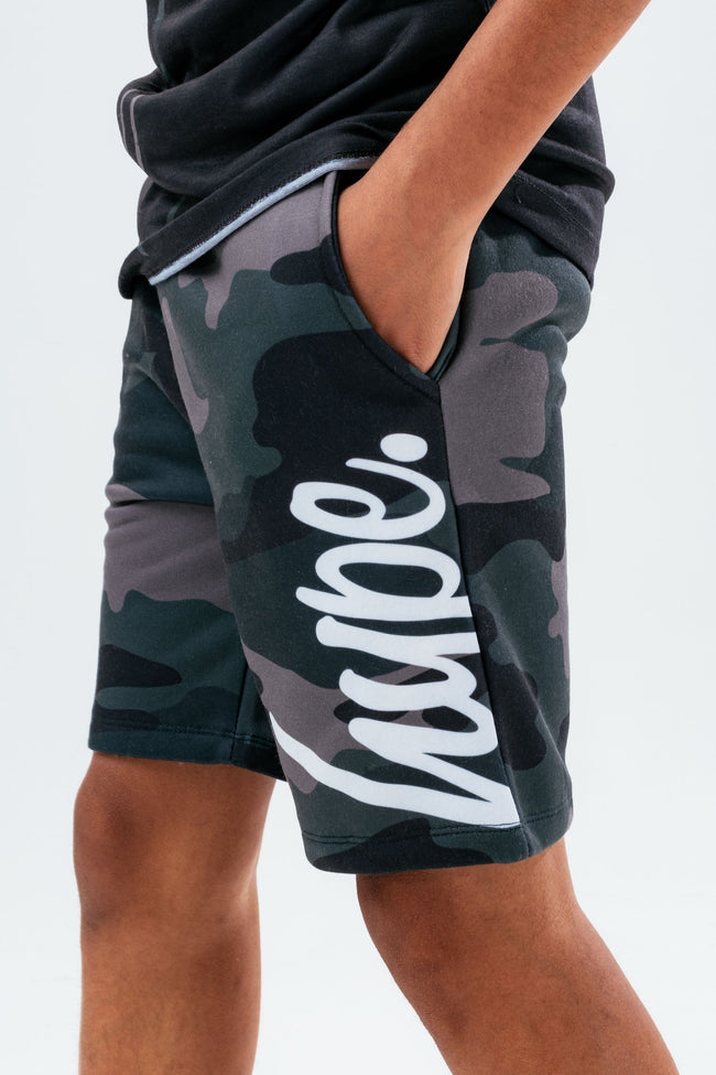 HYPE KHAKI GREEN SIDE SCRIPT BOYS SHORTS