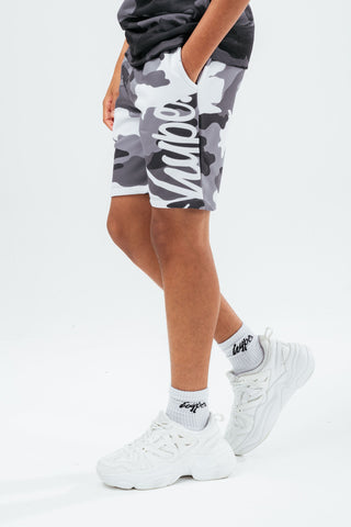 HYPE GREY CAMO SIDE SCRIPT BOYS SHORTS