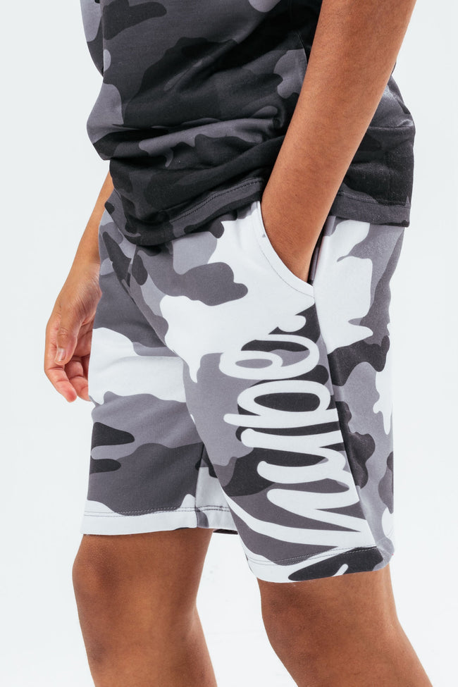 HYPE GREY CAMO SIDE SCRIPT BOYS SHORTS