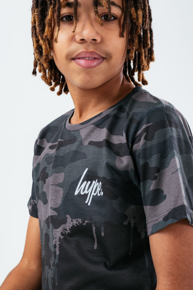 HYPE KHAKI CAMO DRIPS BOYS T-SHIRT