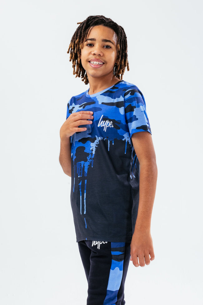 HYPE BLUE CAMO DRIP BOYS T-SHIRT