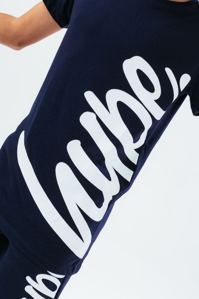 HYPE NAVY SIDE SCRIPT BOYS T-SHIRT