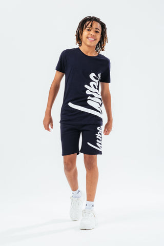 HYPE NAVY SIDE SCRIPT BOYS T-SHIRT