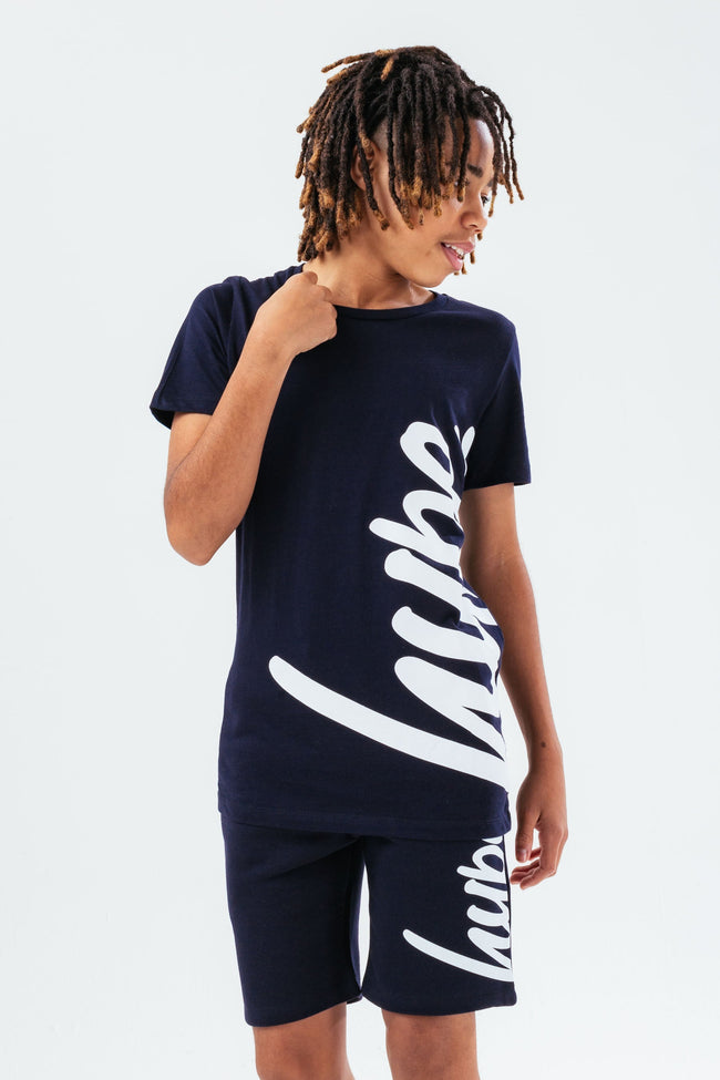 HYPE NAVY SIDE SCRIPT BOYS T-SHIRT