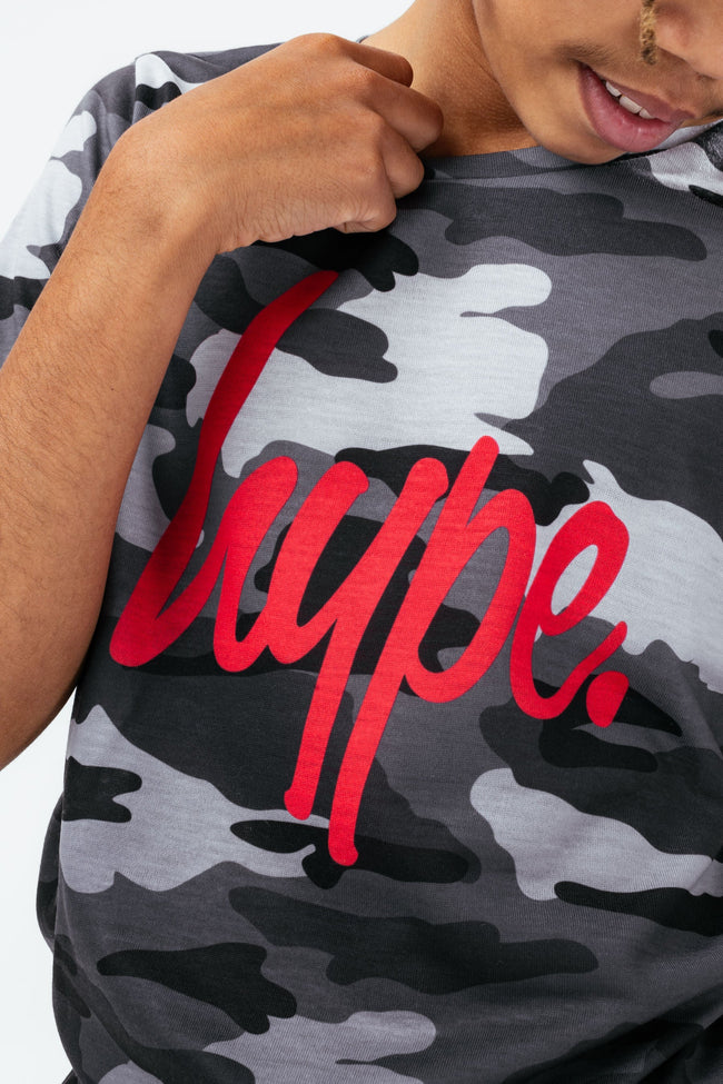 HYPE GREY CAMO FADE SCRIPT BOYS T-SHIRT