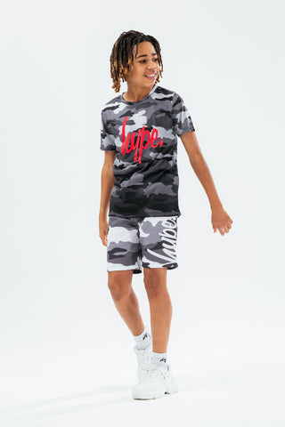 HYPE GREY CAMO FADE SCRIPT BOYS T-SHIRT