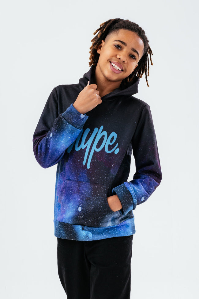 HYPE BLUE INTERGALATIC SCRIPT BOYS HOODIE