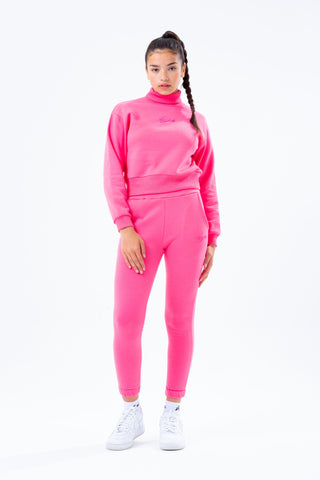 HYPE PINK HIGH NECK GIRLS CROP SWEATSHIRT