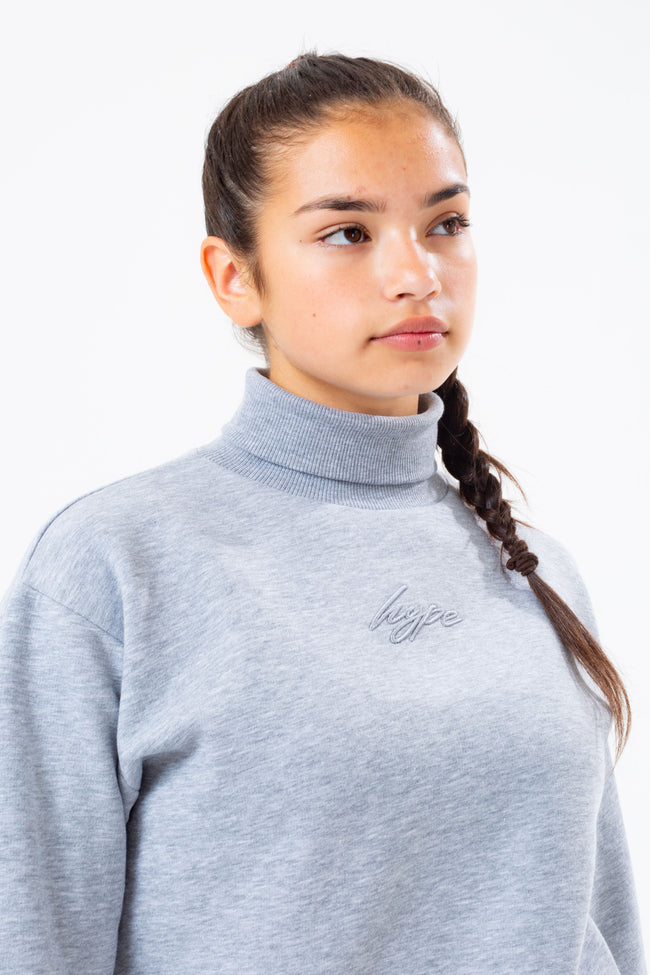 HYPE GREY HIGH NECK GIRLS CROP SWEATSHIRT