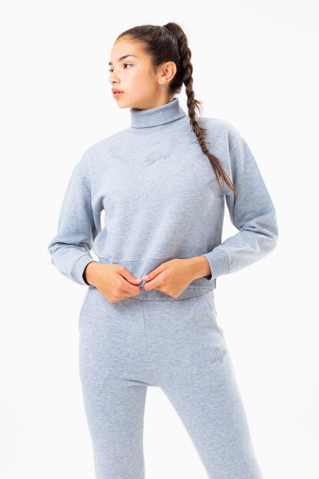 HYPE GREY HIGH NECK GIRLS CROP SWEATSHIRT