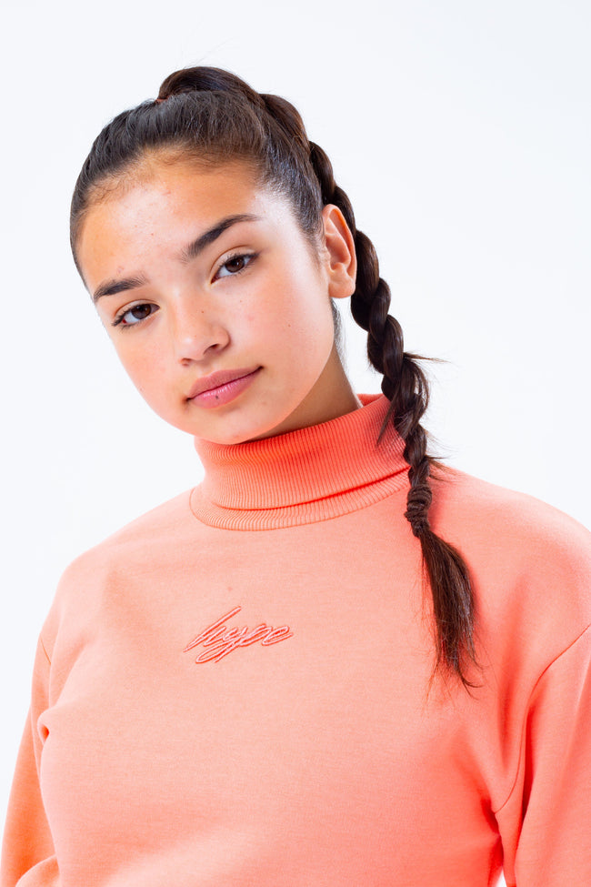 HYPE PEACH HIGH NECK GIRLS CROP SWEATSHIRT