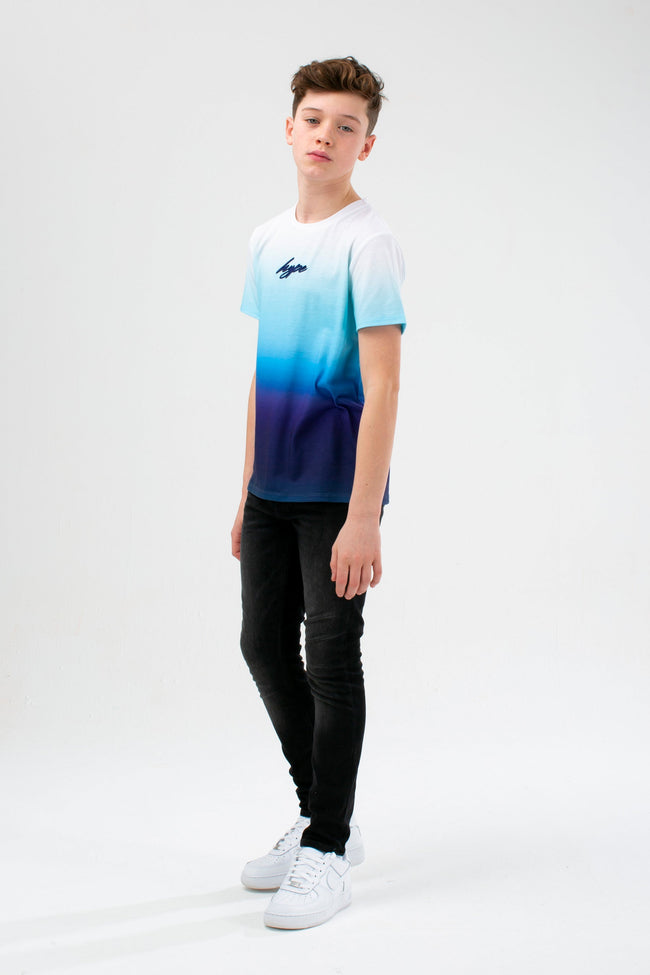 HYPE BOYS BLUE FADE SCRIPT T-SHIRT