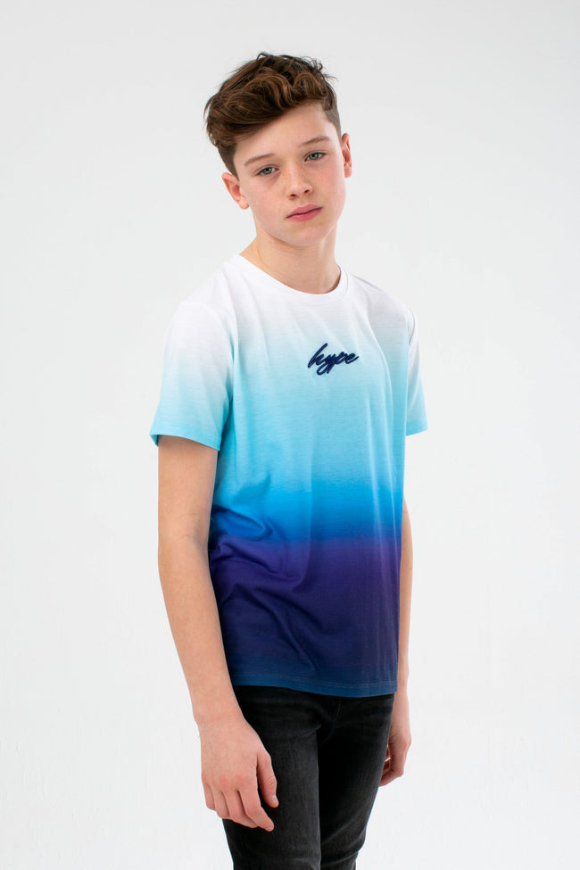 HYPE BOYS BLUE FADE SCRIPT T-SHIRT