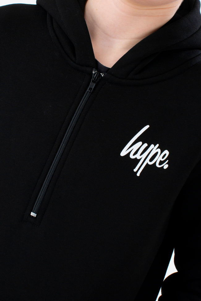 HYPE BOYS BLACK GREEN PANEL 1/4 ZIP HOODIE