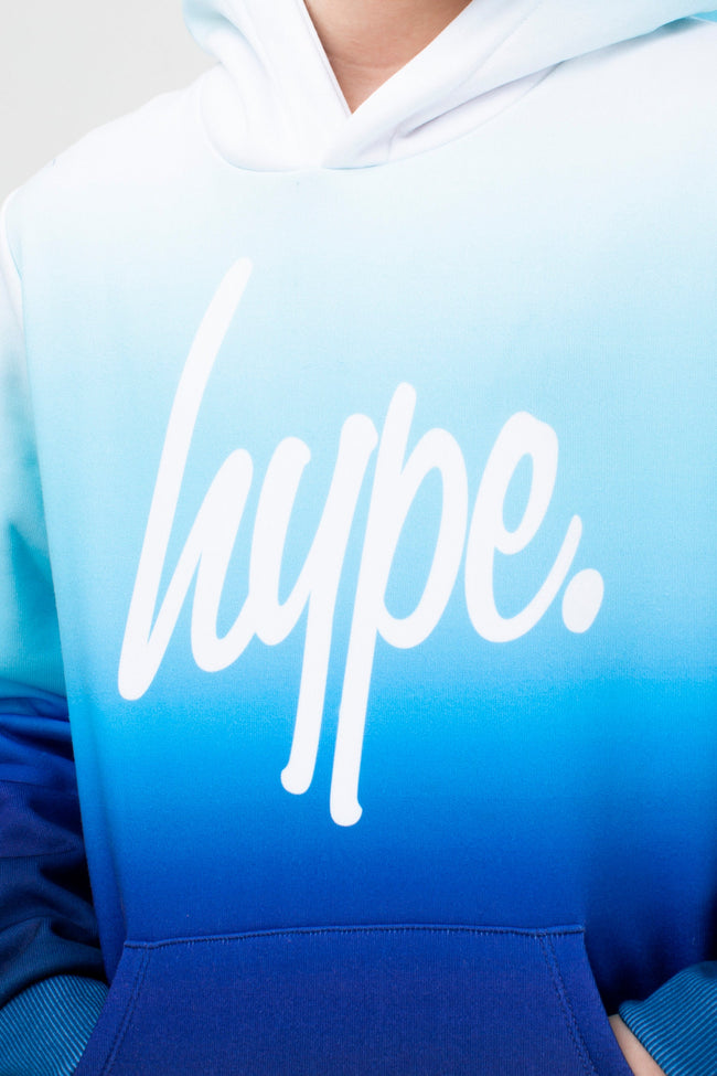 HYPE BOYS BLUE FADE SCRIPT HOODIE