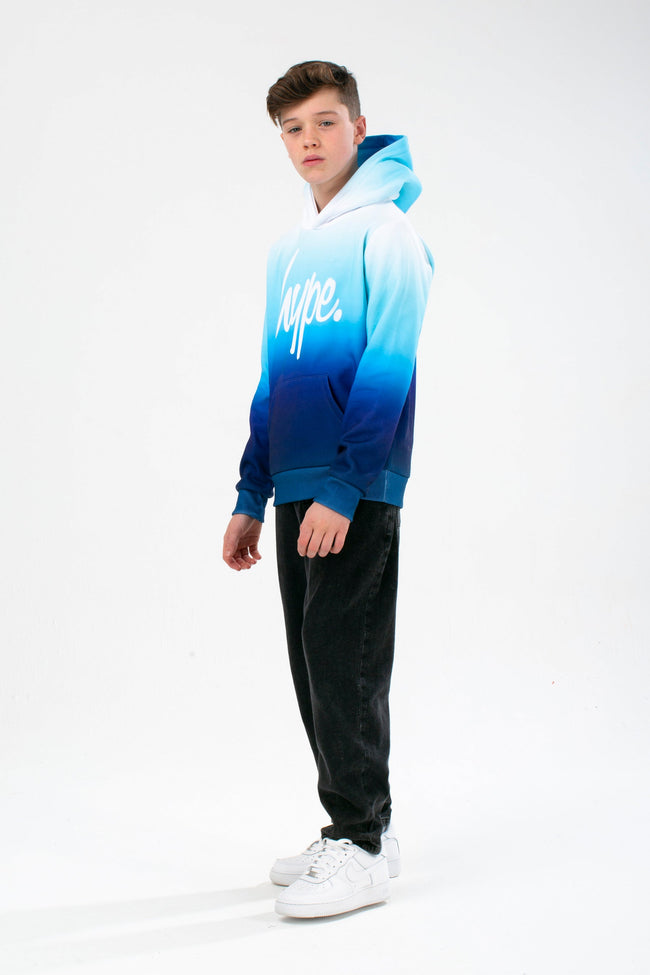 HYPE BOYS BLUE FADE SCRIPT HOODIE