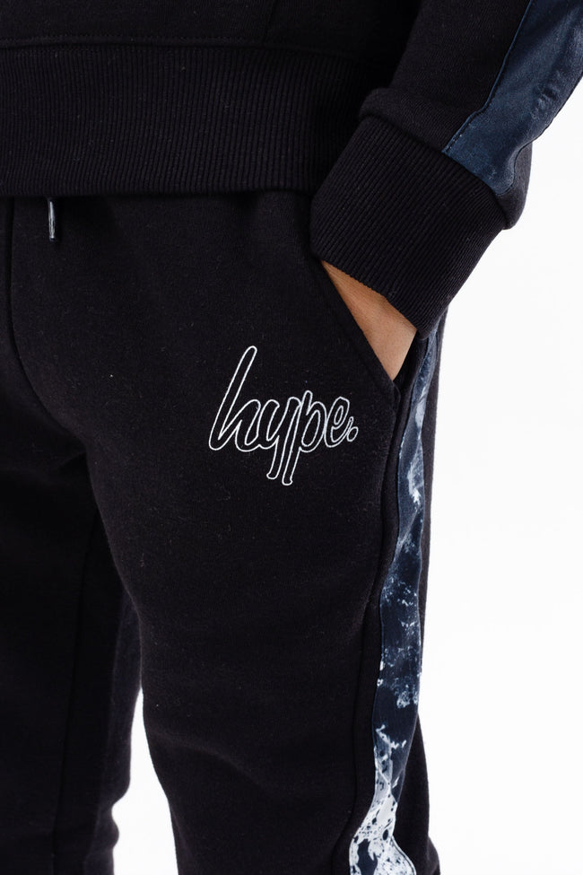 HYPE BOYS BLACK PANELLED SCRIPT TRACKSUIT