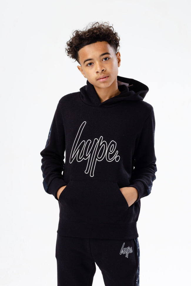 HYPE BOYS BLACK PANELLED SCRIPT TRACKSUIT