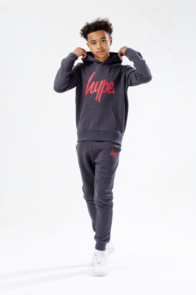 HYPE BOYS GREY RED SCRIPT TRACKSUIT