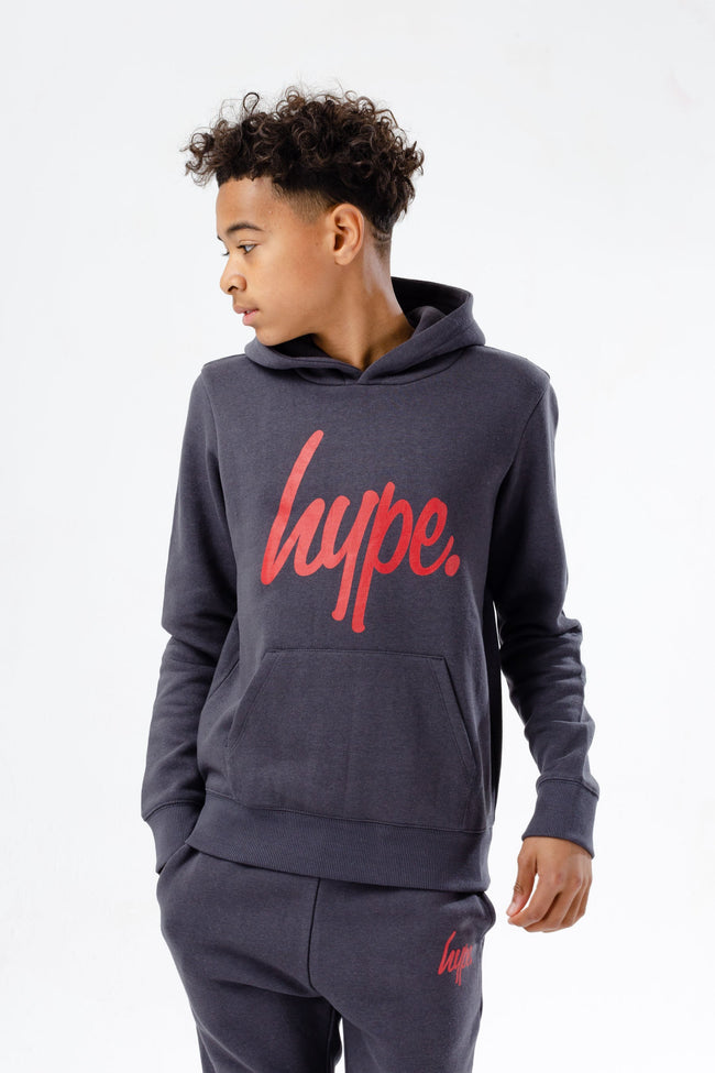 HYPE BOYS GREY RED SCRIPT TRACKSUIT