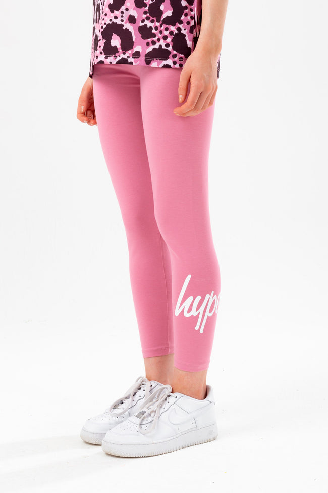 HYPE GIRLS PINK LEOPARD T-SHIRT AND LEGGINGS SET