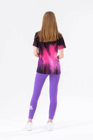 HYPE GIRLS PURPLE DRIP T-SHIRT AND LEGGINGS SET