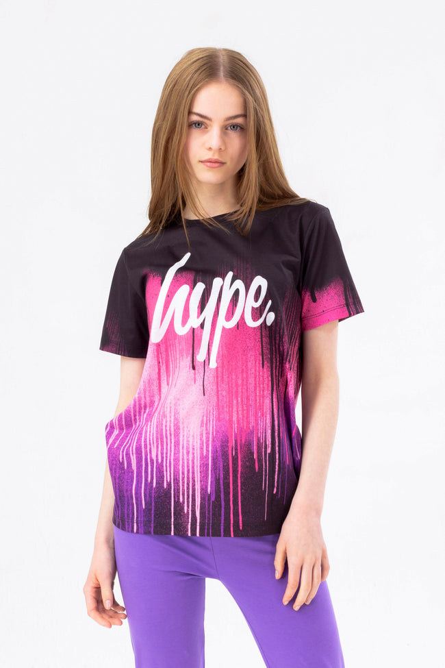 HYPE GIRLS PURPLE DRIP T-SHIRT AND LEGGINGS SET